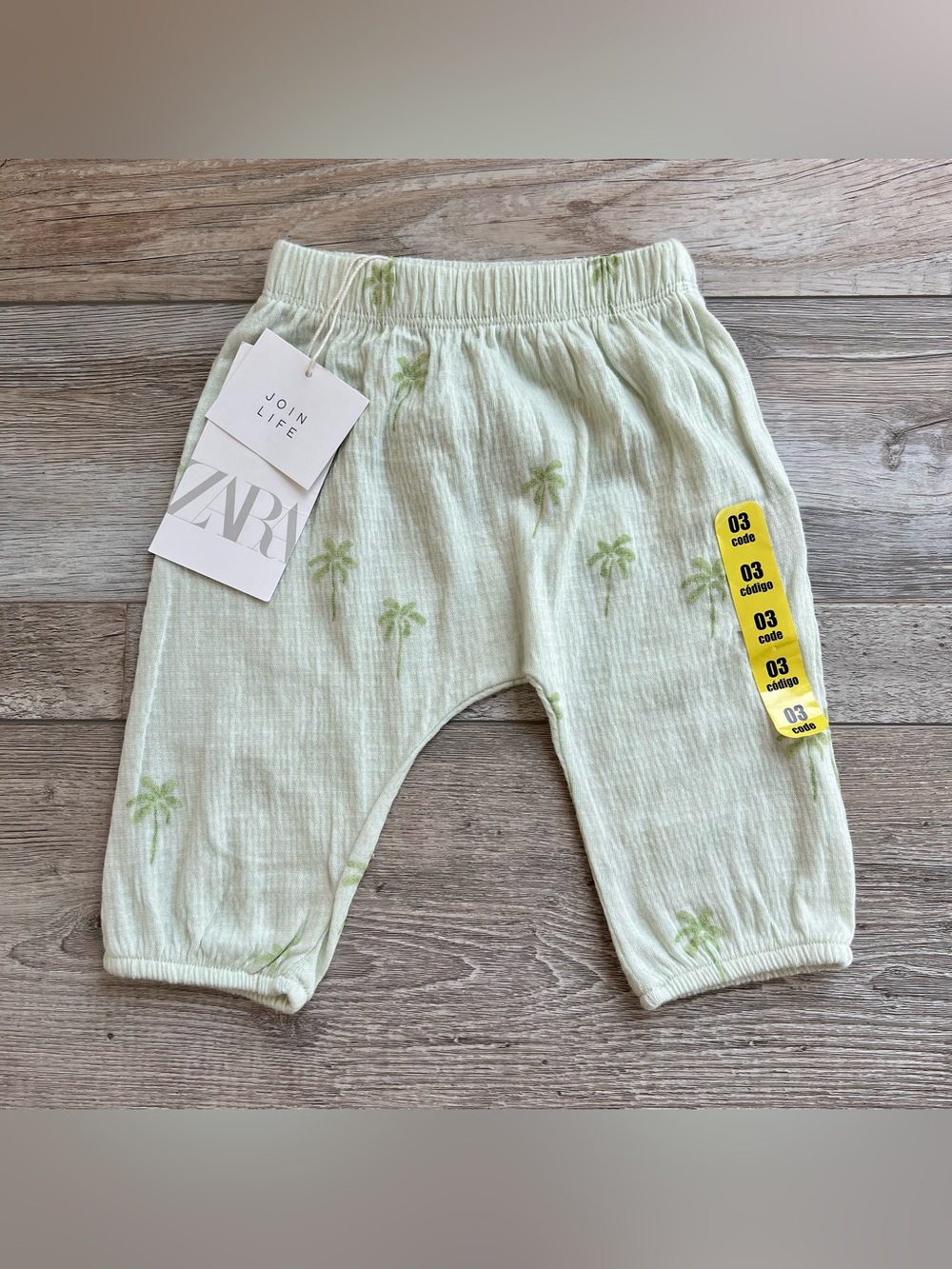 NWT Zara Baby Palm Tree Pants Size 1-3 Months